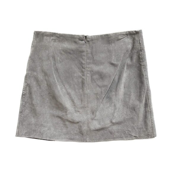BLANKNYC Lace-Up Grey Suede Mini Skirt with Asymmetric Hem - Women's Size 27 - Picture 3 of 3